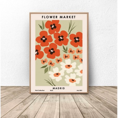 Retro vintage poster with flowers "Flower Market Madrid" - Graphics from PLN 38.99! Online Store | Scandi Poster