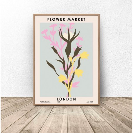 Retro vintage poster with flowers "Flower Market London" - Graphics from PLN 38.99! Online Store | Scandi Poster