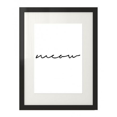 Typographic poster with black lettering "Meow"
