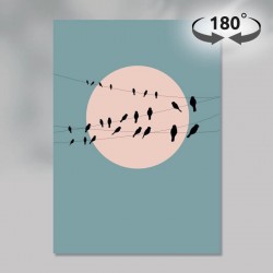 Plakat dwustronny 2 w 1 "Ptaki z księżycem"