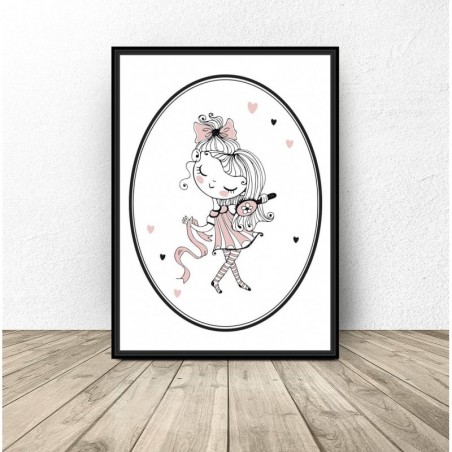 Poster for a girl's room "Girl combing her hair" - Wall graphics for a children's room | Scandi Poster
