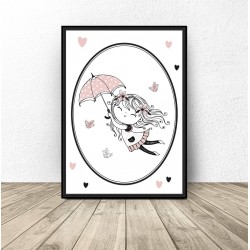 Plakat do pokoju dziewczynki "Dziewczynka z parasolem"