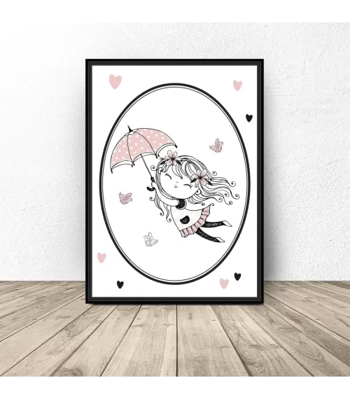 Plakat do pokoju dziewczynki "Dziewczynka z parasolem"