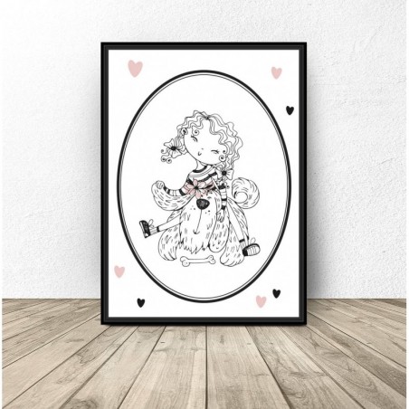 Plakát do dívčího pokoje "Dívka s velkým psem" - Nástěnná grafika do dětského pokoje | Scandi Poster