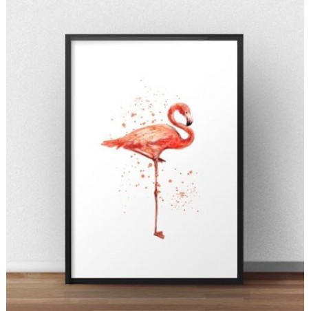Poster with a colorful pink flamingo