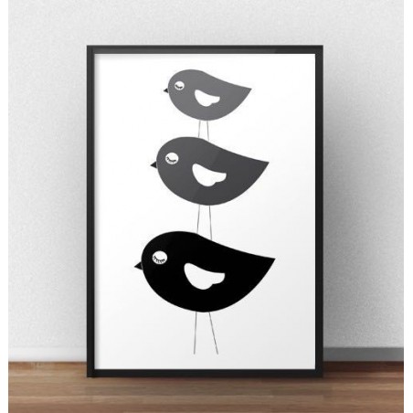 Scandinavian poster with three birds