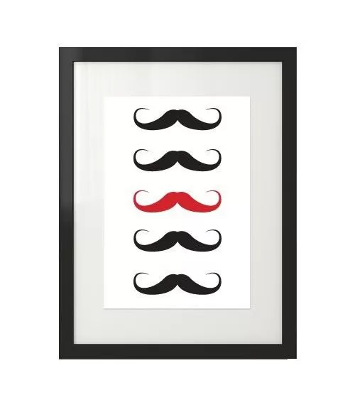 Plakat z wąsami "Red mustache"