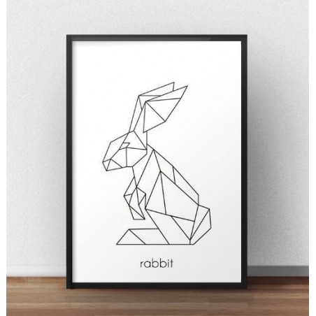 Skandinávský geometrický plakát s králíkem