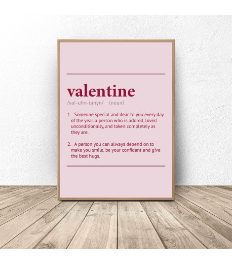 Poster with "Valentine" word definition