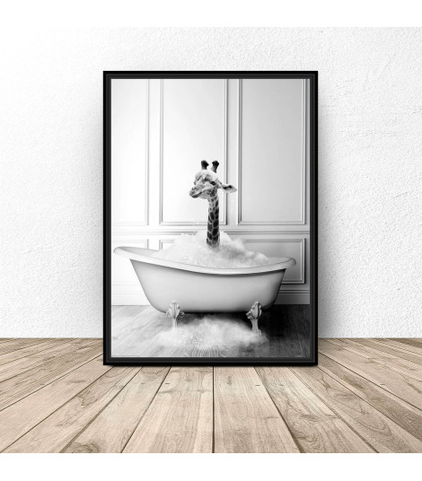 Poster for the bathroom "Giraffe in the bathtub"
