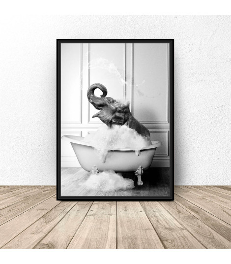 Plakat do łazienki "Słoń w wannie"