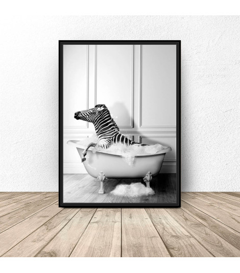 Plakat do łazienki "Zebra w wannie"