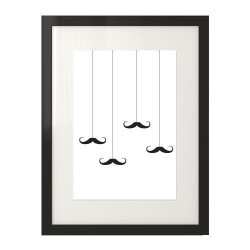 Plakat z wąsami na sznurkach "String mustache"