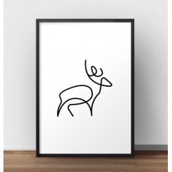 Plakat z jeleniem narysowany jedną linią