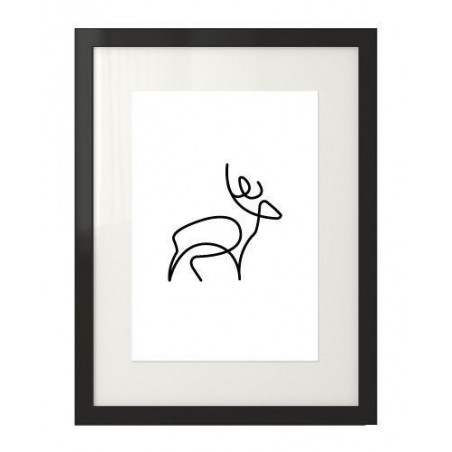 Minimalistyczny plakat z jeleniem narysowany jednym pociągnięciem ręki