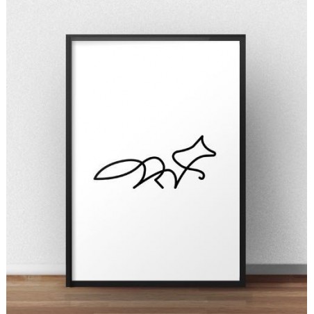 A poster with a fox drawn with one line