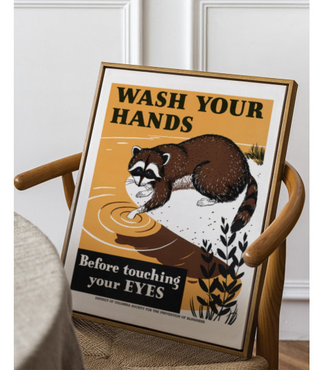Plakat vintage "Wash your hands" do łazienki