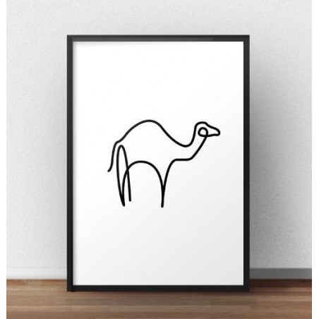 Poster with a camel drawn with one line