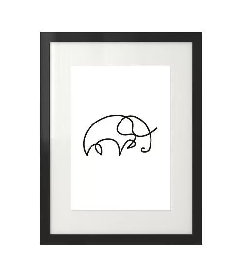 Plakat ze słoniem narysowanym jedną linią