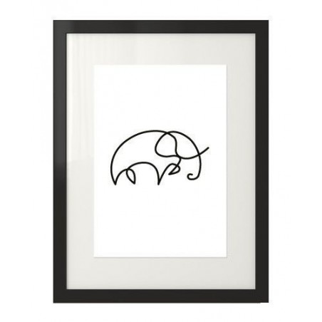 Minimalistyczna grafika przedstawiająca słonia narysowanego jednym ruchem ręki