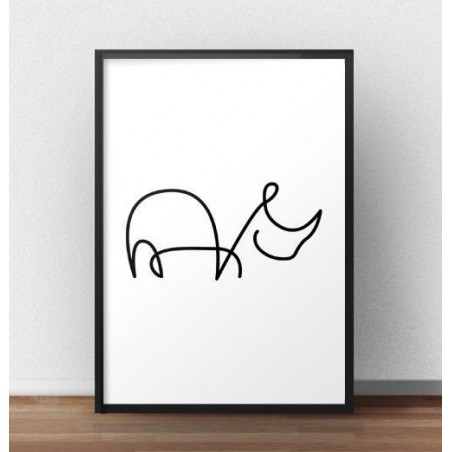 Plakat z nosorożcem narysowanym jedną linią