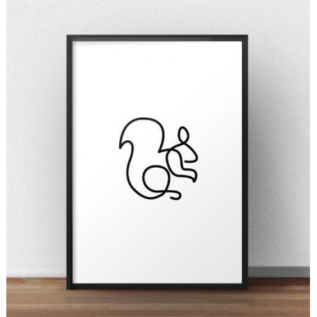A poster with a squirrel drawn with one line