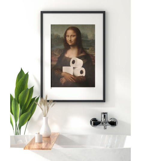 Plakat do łazienki Mona Lisa z papierem toaletowym