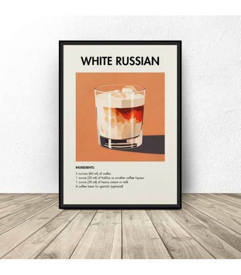 Plakat z drinkiem "White Russian"