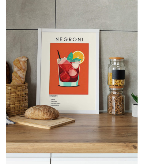 Plakat z przepisem na drink "Negroni"