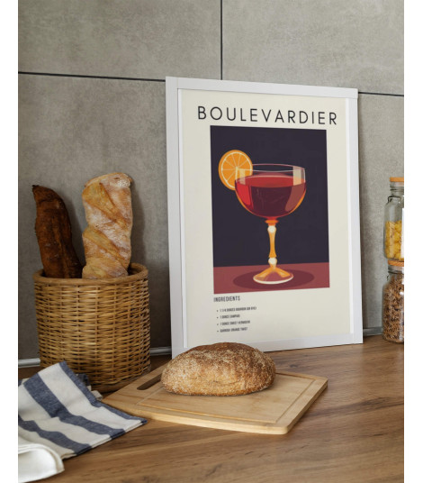 Plakat z przepisem na drink "Boulevardier"