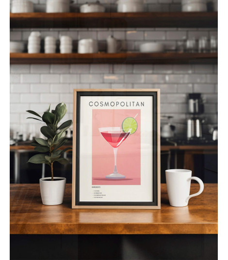 Plakat z przepisem na drink "Cosmopolitan"