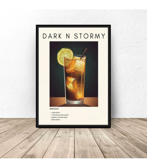 Plakat z przepisem na drink "Dark N Stormy"