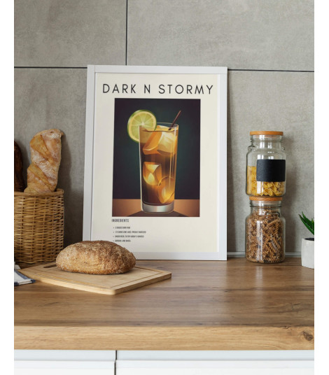 Plakat z przepisem na drink "Dark N Stormy"