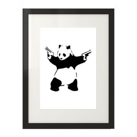 Plakat na ścianę inspirowany dziełem Banksy'ego "Panda With Guns"
