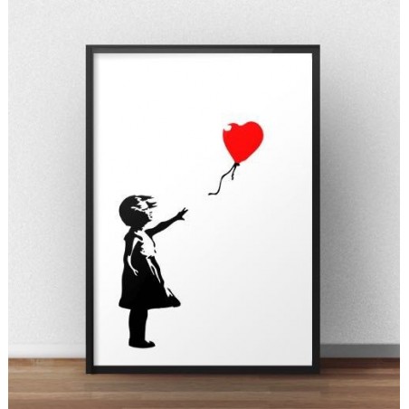 Plakat z dziewczynką puszczającą czerwony balonik Banksy