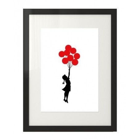 Plakat inspirowany twórczością Banksy'ego przedstawiający dziewczynkę z balonami