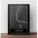 Czarny plakat z mapą Londynu