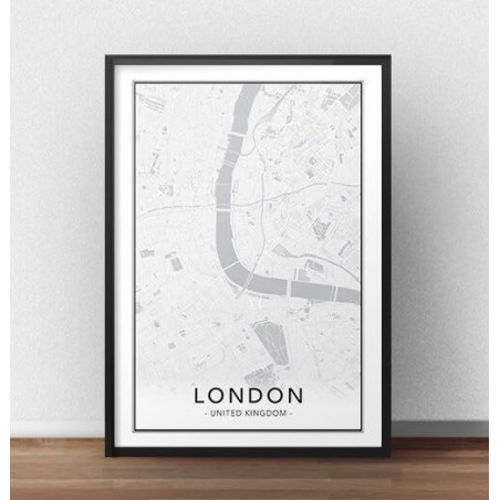 Bílý skandinávský plakát s mapou centra Londýna