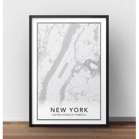 Scandinavian poster with a map of Manhattan, New York