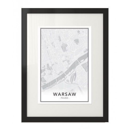Nowoczesny, jasny plakat z mapą Warszawy na ścianę